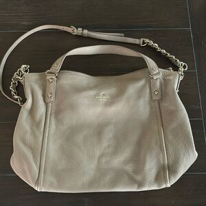 Kate Spade tan leather purse with removable shoulder strap.